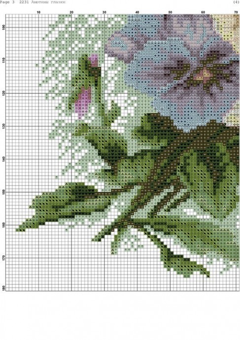 Схема для вышивки с ключом "Анютины глазки" Схема для вышивки с ключом "Анютины глазки"