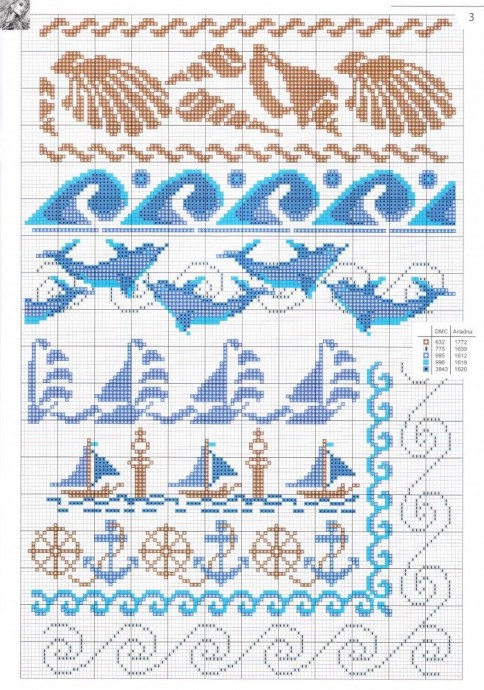 Схемы для филейного вязания: морская тема