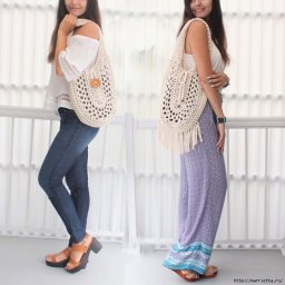 ​Сумка-мешок в стиле бохо крючком