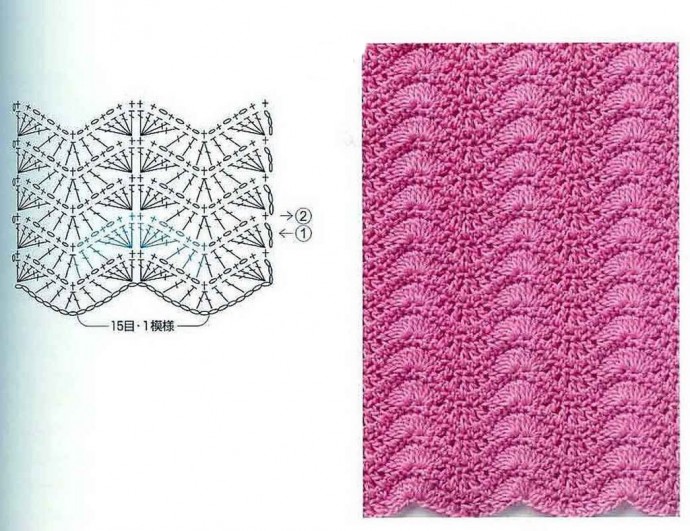 Красивые узоры крючком: волны