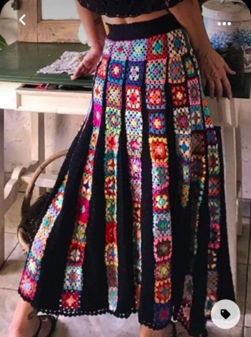 Длинные юбки крючком из бабушкиных квадратов Длинные юбки крючком из бабушкиных квадратов