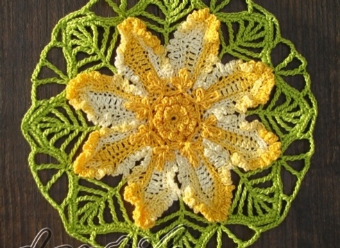 ​Схема салфетки-конструктора: середина ромашка, роза или георгин