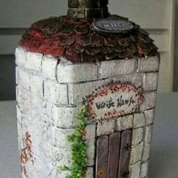 Имитация кирпичной кладки на стеклянной бутылке