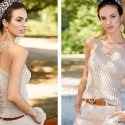 Изящный топ спицами на тонких бретелях