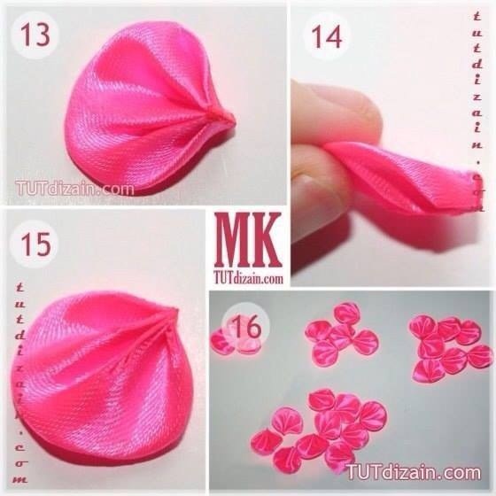 Роза канзаши из круглых лепестков