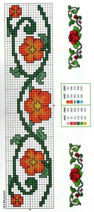 Цветочные орнаменты и бордюры: подборка схем Цветочные орнаменты и бордюры: подборка схем