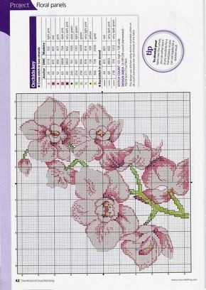 Вышиваем красивые розовые орхидеи