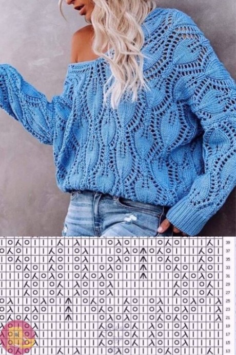 ​Ажурные узоры на спицах для вязания джемперов