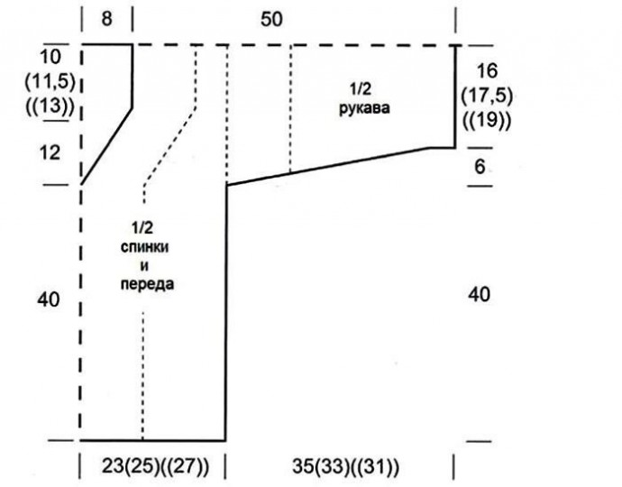 Пуловер с косами