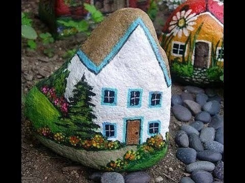 Милые домики: роспись камней
