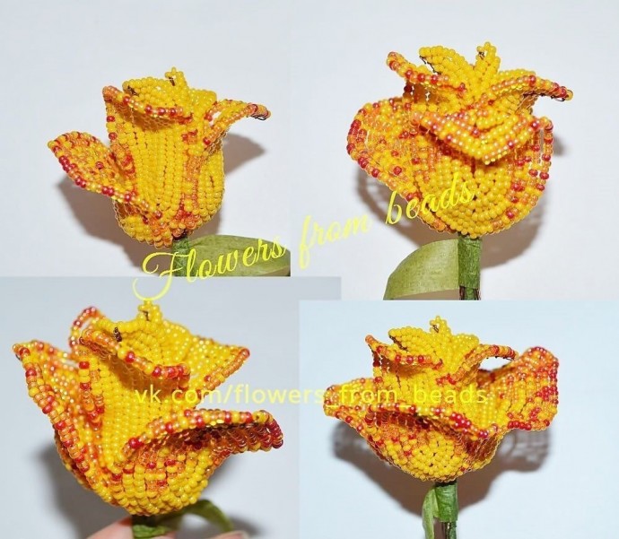Желтые розы из бисера