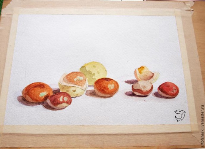 Рисуем каштаны акварелью Рисуем каштаны акварелью