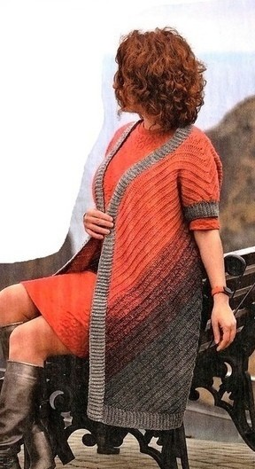 Кардиган "Рябиновый" крючком