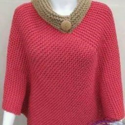 Простое пончо связанное спицами