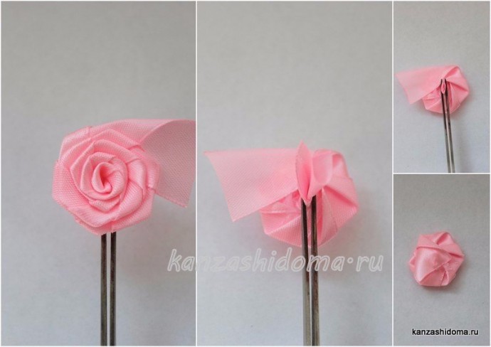 Нежные розочки из лент
