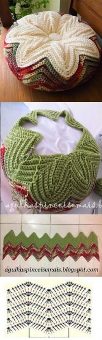 Подушка-звезда крючком