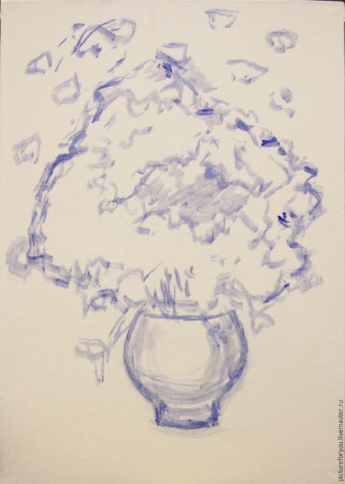 Урок рисования: букет васильков
