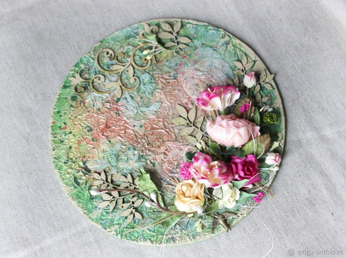 Цветочное панно с фактурным фоном