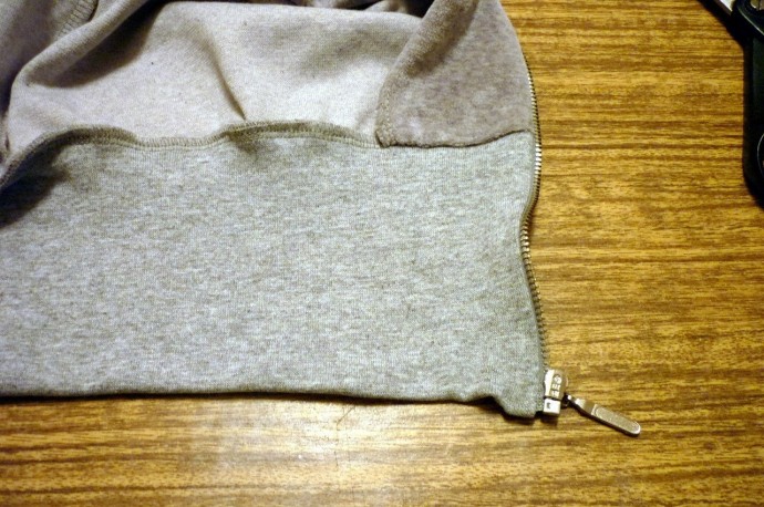 Втачивание молнии в изделие с резинкой из трикотажа по низу