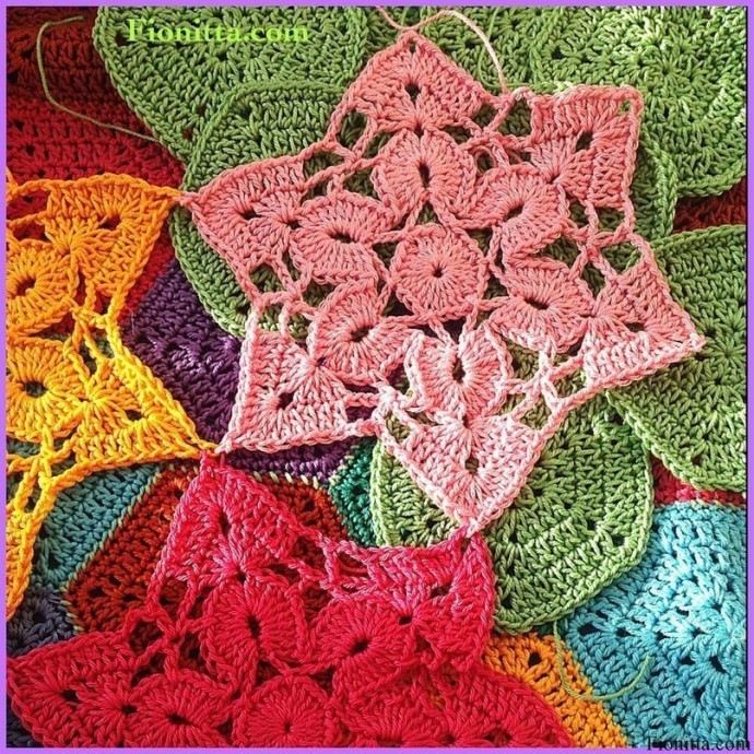 Радужный плед из мотивов "Летний сад"