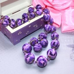 Бусы из полимерной глины в технике "Акварель"