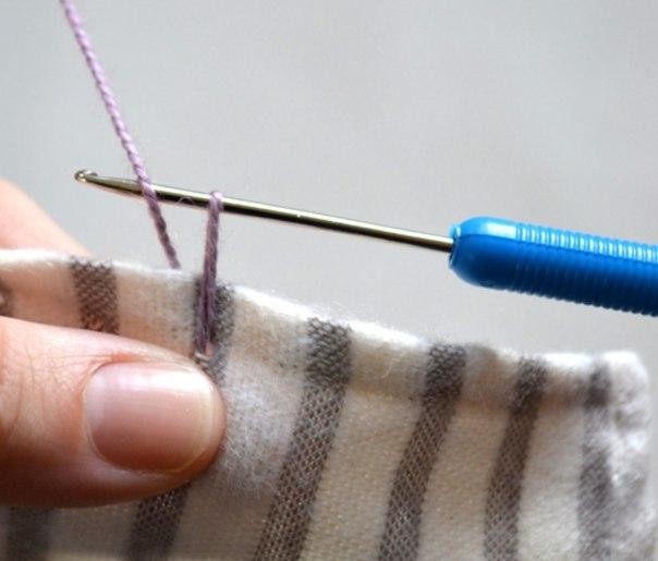 Способ обвязки ткани крючком