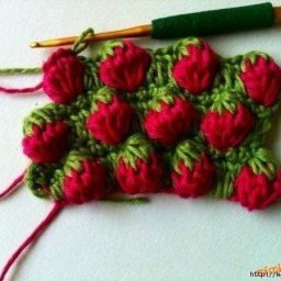 Узор крючком в виде клубнички