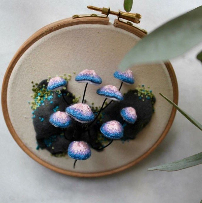 Объемная вышивка грибов: невероятные идеи