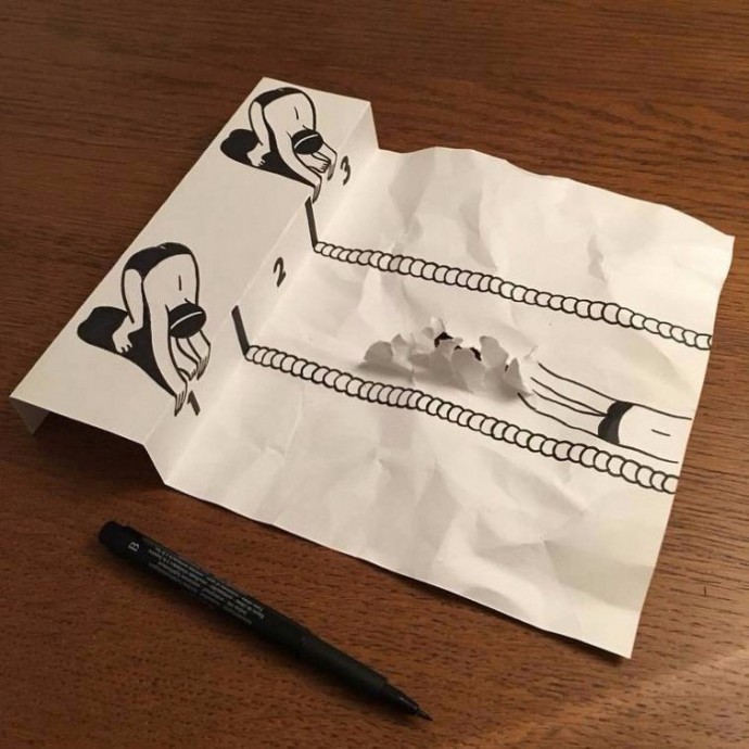 ​Объёмные рисунки из одного листа бумаги