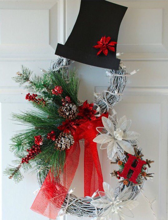 ​Рождественский венок-снеговик