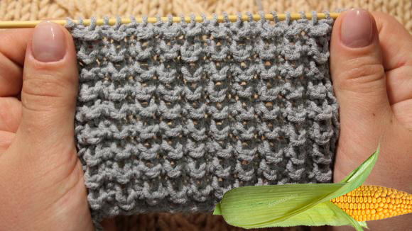 Узор "Кукурузка" спицами Узор "Кукурузка" спицами