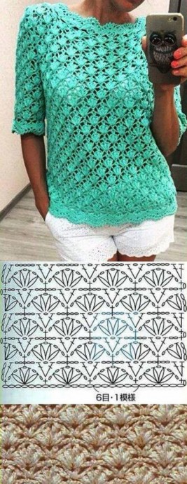 Вязаные туники со схемами узоров