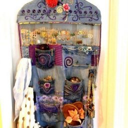 Джинсовый органайзер на вешалке: мастер-класс