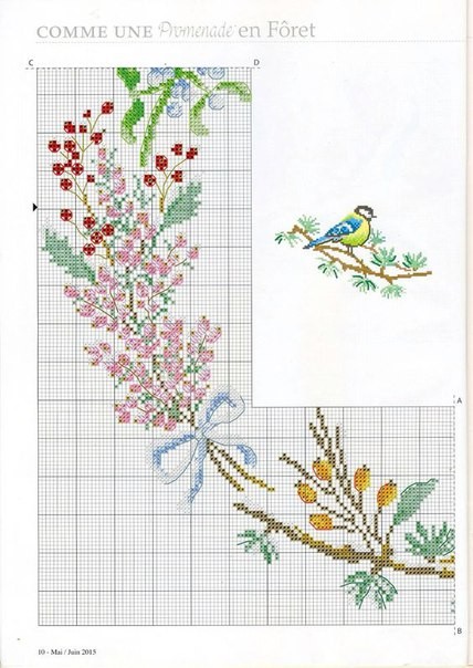 Нежная цветочная вышивка крестом