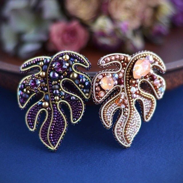 Вышиваем листик монстеры