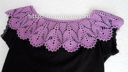 Ажурный воротник связанный крючком