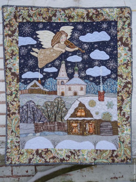 Картины в технике пэчворк: в фокусе дома и домишки