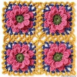 Квадратный мотив с круглым цветком внутри