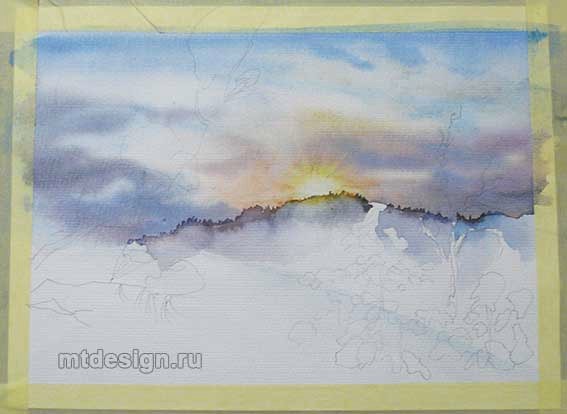 ​Пейзаж с зимними ёлками