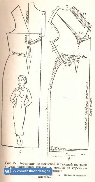 Перемещение вытачек из книги "100 фасонов женского платья", 1961