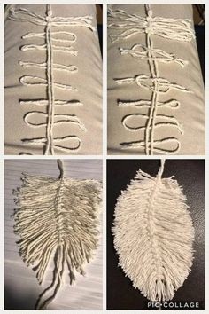Плетенные листики в технике макраме для декора