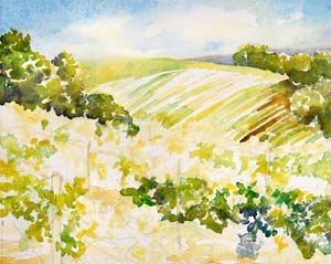 Рисуем пейзаж с виноградником