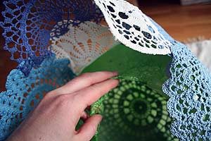 Абажур для люстры из вязаных салфеток