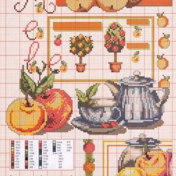 Вышиваем разноцветную посуду