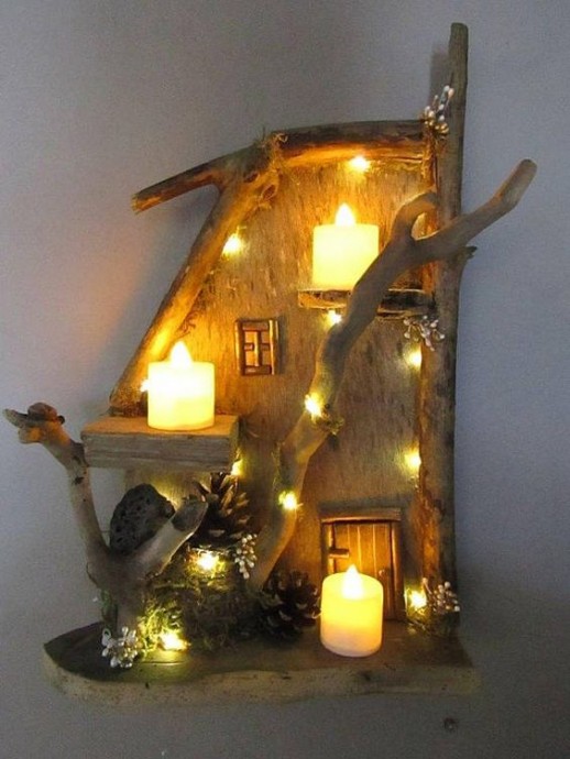 ​Идеи создания уюта со свечами на деревянных полках