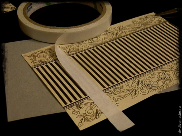 Закрепление кружева в работе в технике скапбукинг