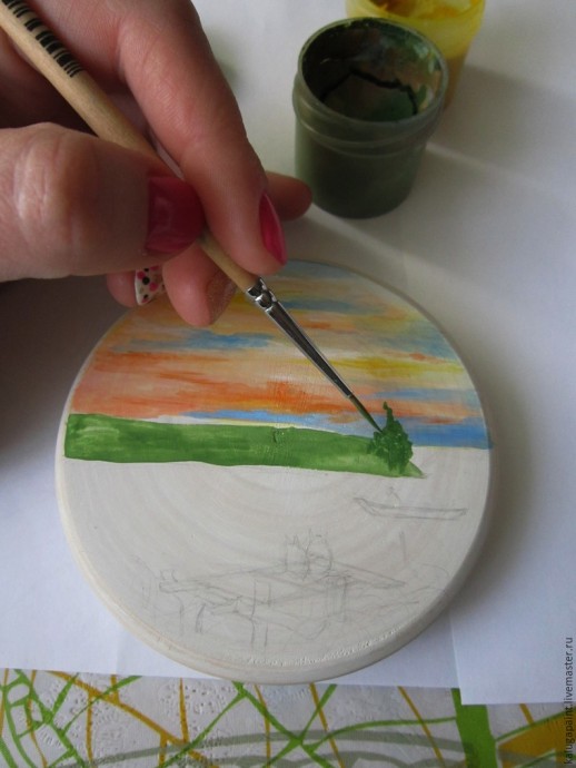 Расписываем шкатулочку с пейзажем и имитацией камня Расписываем шкатулочку с пейзажем и имитацией камня