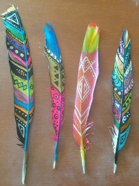 ​Рисуем на перьях