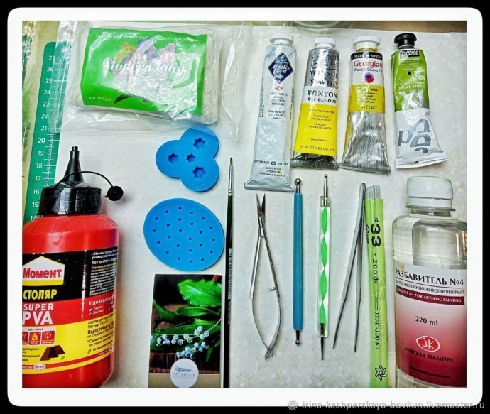 Цветы ландыша из полимерной глины