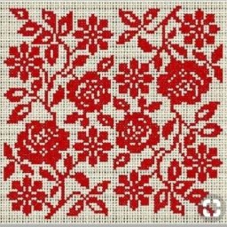 Вышиваем цветочные орнаменты с красными розами